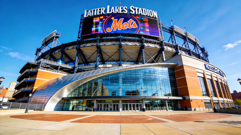 美国纽约大都会人寿体育场外部宏伟的现代建筑结构